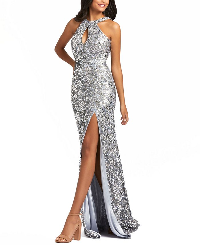 mac duggal halter sequin gown