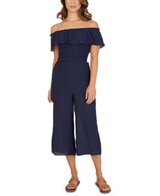 macy's off the shoulder jumpsuit