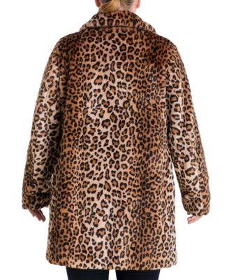 faux fur leopard coat plus size