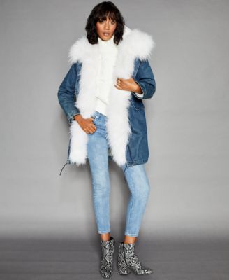 denim jacket with sheep fur