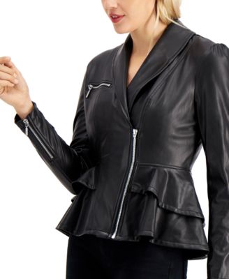 macys guess leather jacket