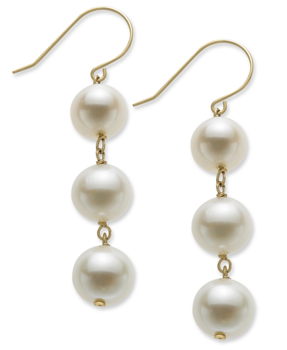 Pearl Earrings, 14k Gold Cultured Freshwater Pearl Drop Earrings (8.5mm)   Earrings   Jewelry & Watches