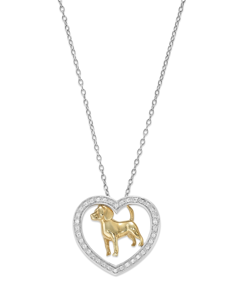 ASPCA Tender Voices Diamond Necklace, Sterling Silver and 10k Gold Plated Diamond Dog Heart Pendant (1/6 ct. t.w.)   Necklaces   Jewelry & Watches