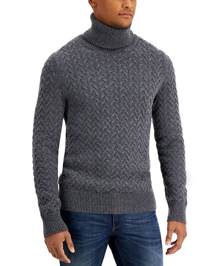 Michael Kors Men's Classic-Fit Chunky Cable-Knit Turtleneck Sweater ...
