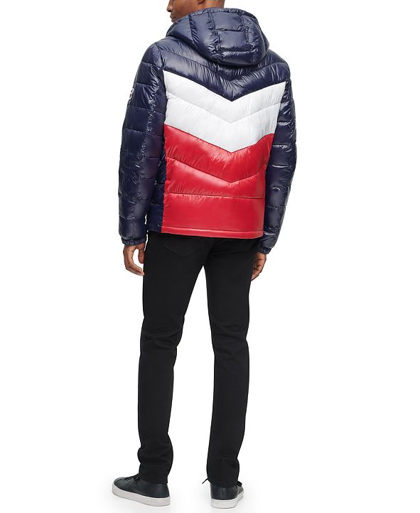 Tommy Hilfiger Mens Chevron Quilted Water Resistant Hooded Puffer Jacket Created For Macys