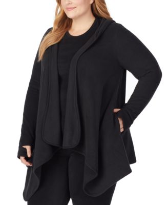 plus size cuddl duds fleece hooded wrap cardigan