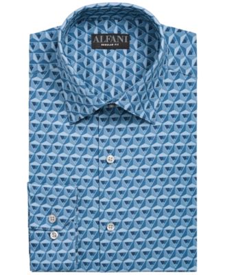 Alfani Mens Casual Shirt White Size Medium M Geo Print Button Down $65-256 