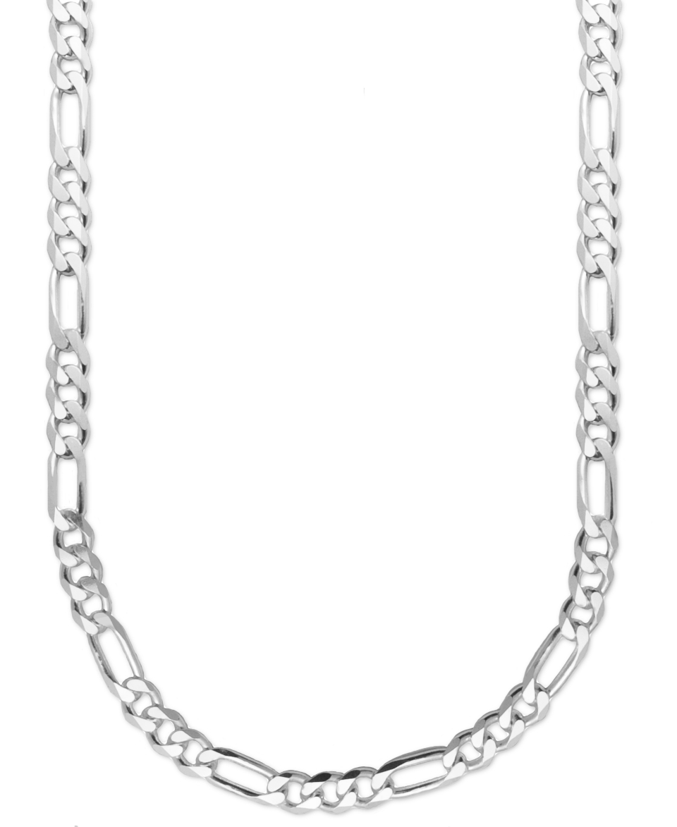 Mens Sterling Silver Necklace, 24 8mm Figaro Chain   Necklaces   Jewelry & Watches