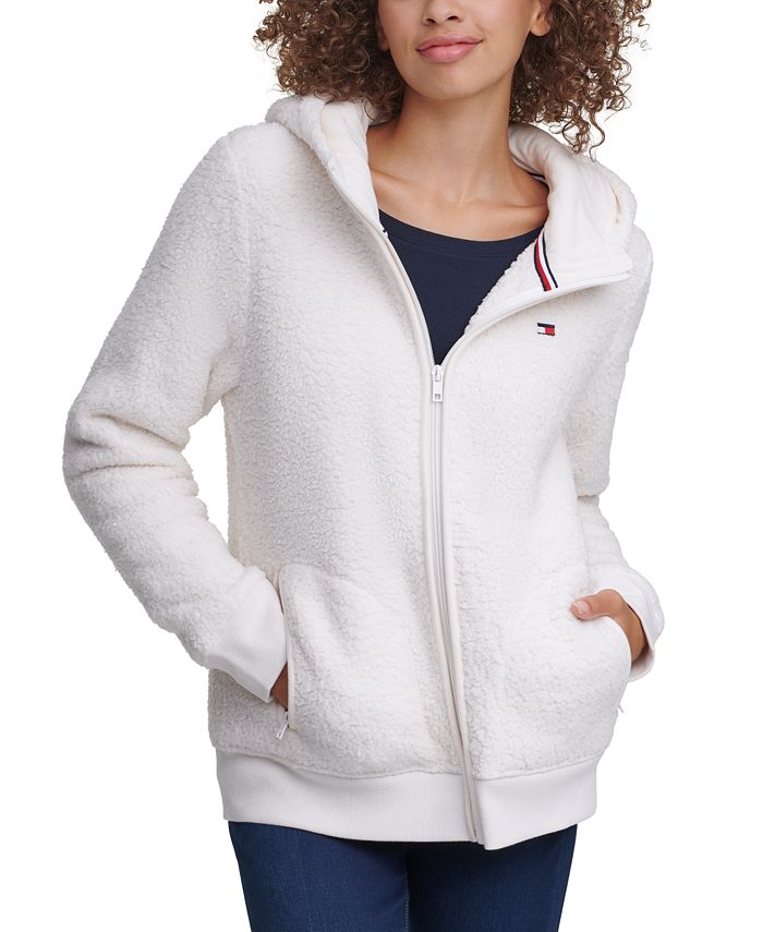 tommy hilfiger fuzzy zipper hoodie