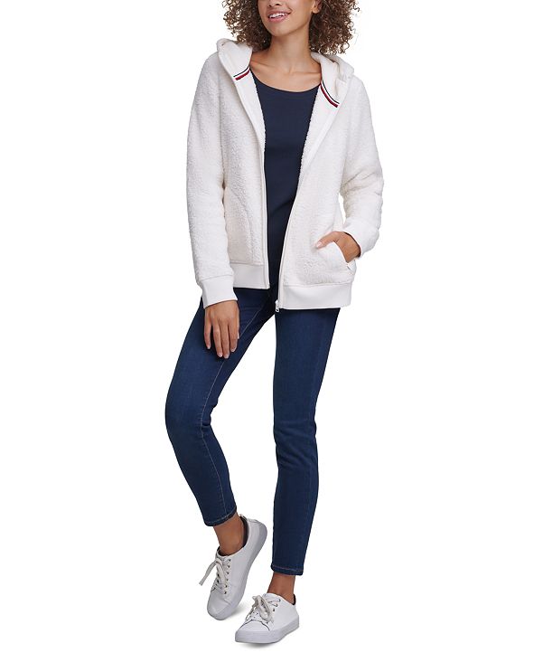 tommy hilfiger fuzzy zipper hoodie