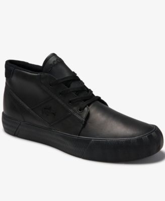 lacoste mens black leather shoes
