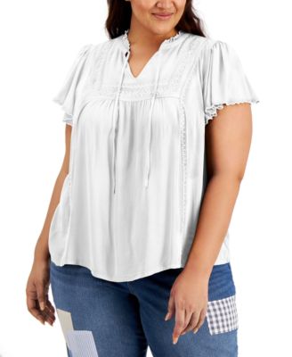 macys plus size white tops