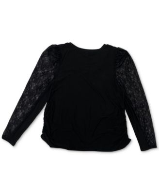 plus size lace sleeve top