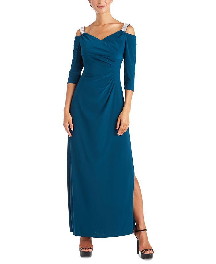 R & M Richards Embellished Cold-Shoulder Gown & Reviews - Dresses ...