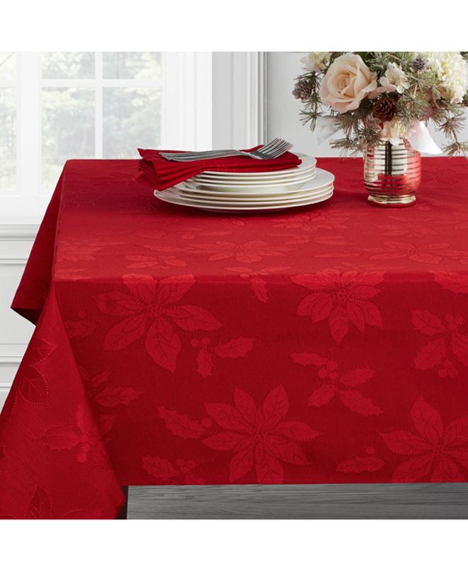 Benson Mills CLOSEOUT! Poinsettia Legacy Damask Tablecloth Red 60 X 84