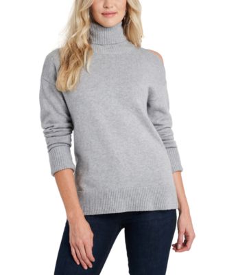 cold shoulder turtleneck sweater