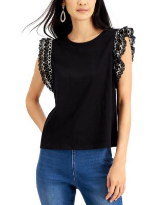 macy's black lace top