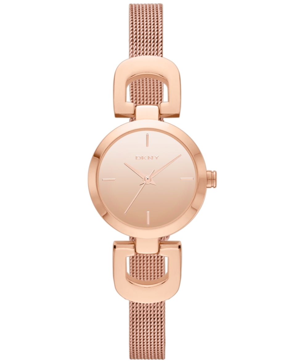 DKNY Womens Rose Gold Tone Stainless Steel Mesh Bracelet Watch 24mm NY2102   Watches   Jewelry & Watches