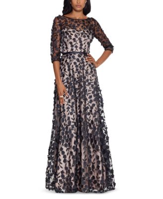 xscape floral applique gown