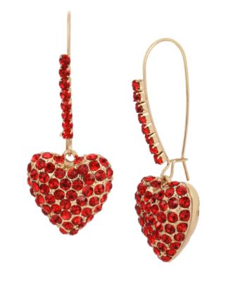 Pave Heart Dangle Earrings