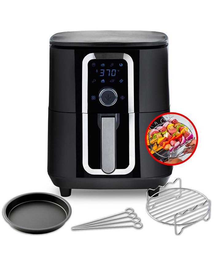 Aria 7Qt TeflonFree Ceramic FamilySize Air Fryer with 2Tier
