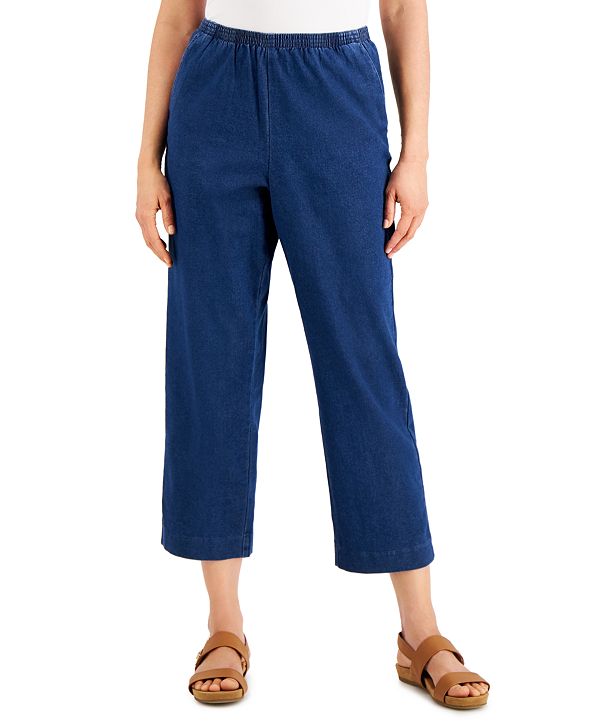 Karen Scott Petite Denim Pull-On Pants, Created for Macy's & Reviews ...