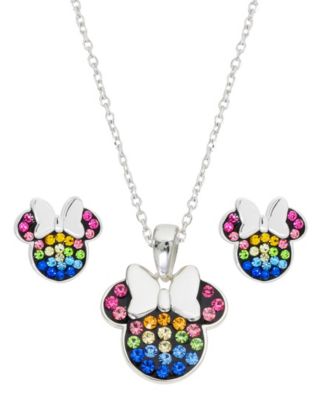 Children's 2-Pc. Set Crystal Multicolor Minnie Mouse Pendant Necklace and earrings