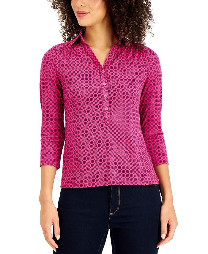 Charter Club Petite Printed VNeck Top, Created for Macy's & Reviews