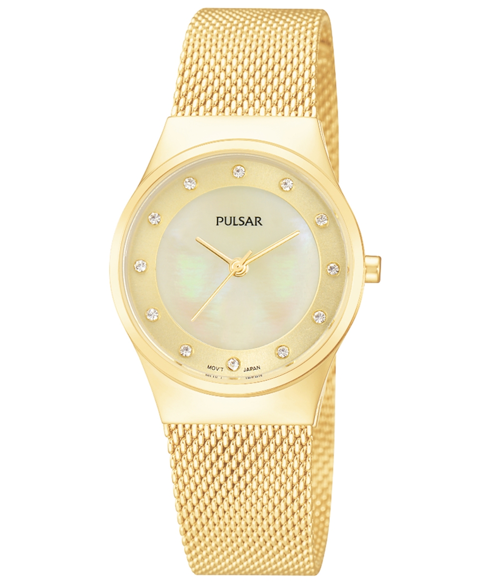 Pulsar Womens Gold Tone Stainless Steel Mesh Bracelet Watch 27mm PH8056   Watches   Jewelry & Watches