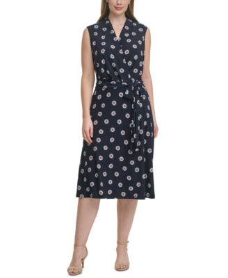 daisy print wrap dress