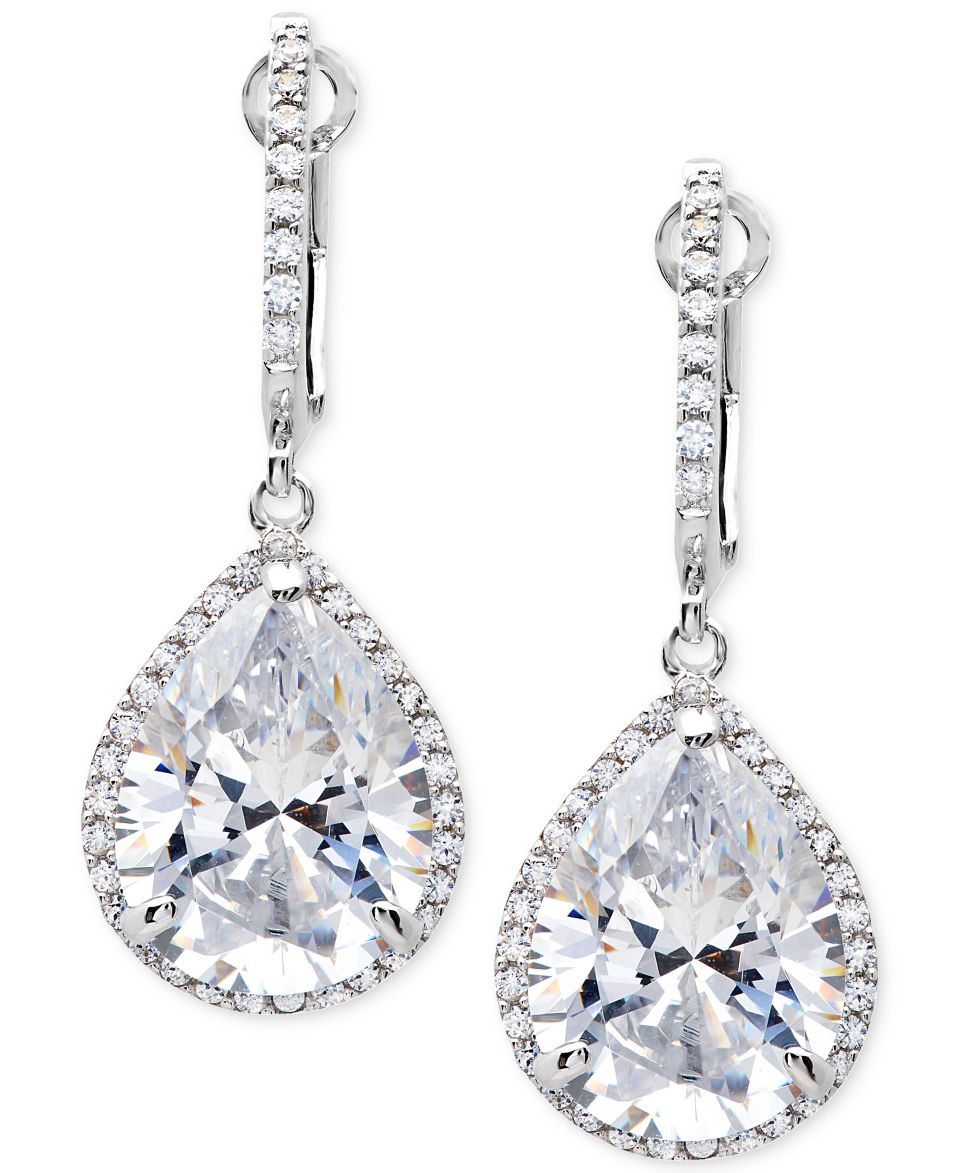 CRISLU Earrings, Platinum Over Sterling Silver Cubic Zirconia Teardrop Earrings (4 4/5 ct. t.w.)   Fashion Jewelry   Jewelry & Watches