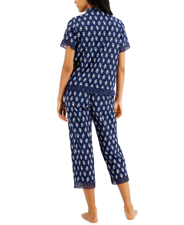 Charter Club Notched Collar Top & Capris Pajama Set, Created for Macy's ...