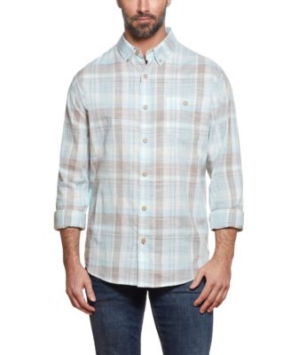 men's casual plaid long sleeve shirt