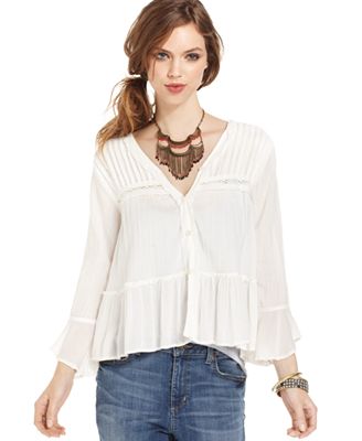 Free People Pleated Peasant Blouse - Tops - Women - Macy's
