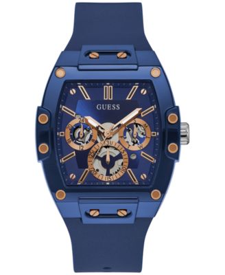 Мужские часы GUESS с синим силиконовым ремешком 43 мм