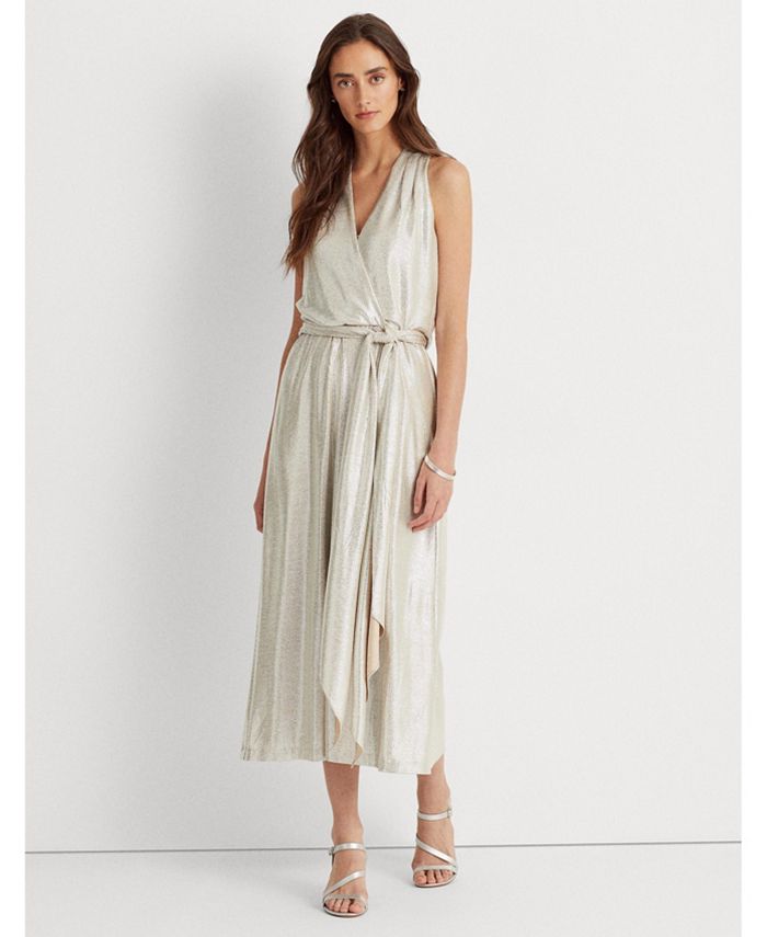 metallic halter gown