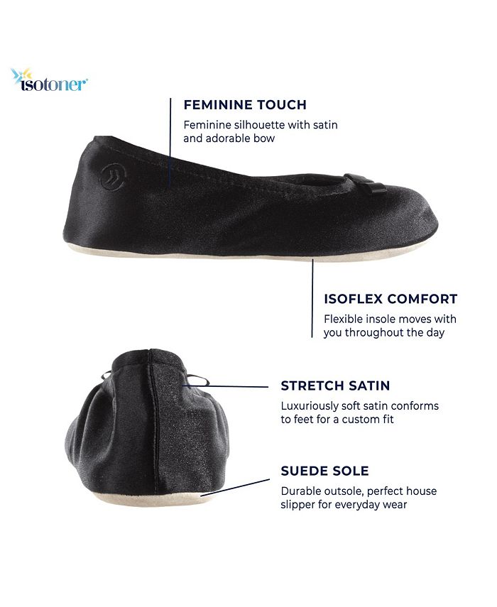 isotoner signature satin ballerina slippers