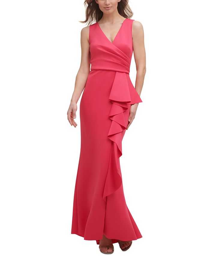 jessica howard petite ruffle scuba gown