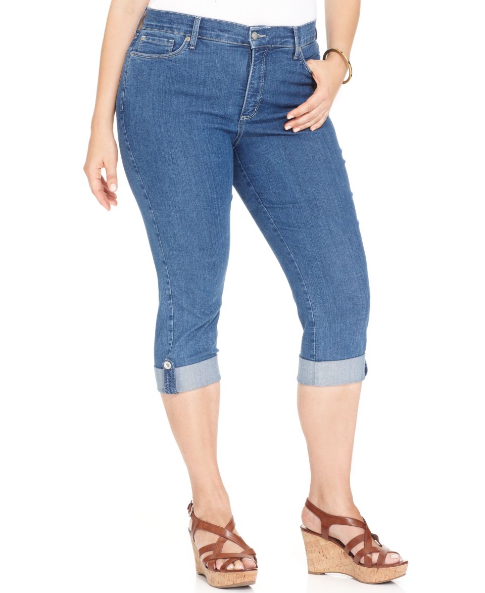 NYDJ Plus Size Lyris Cuffed Cropped Jeans, Dark Enzyme Wash   Jeans   Plus Sizes