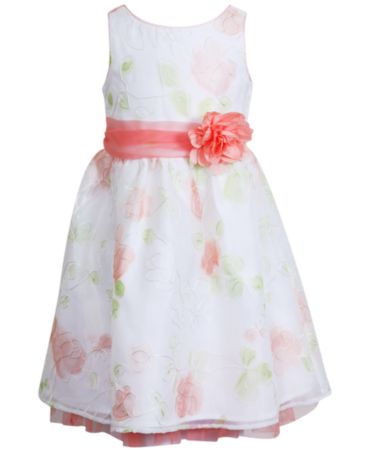 Sweet Heart Rose Little Girls' Floral Embroidered Organza Dress - Kids ...