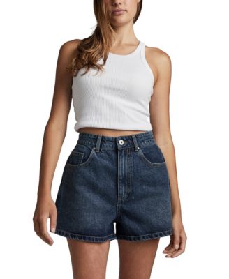Women's High Mom Denim Shorts Dark Blue 