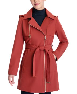 michael michael kors asymmetrical hooded raincoat