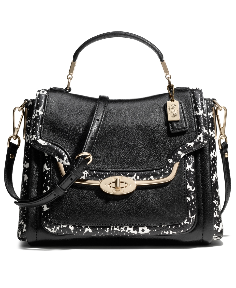 COACH MADISON SMALL SADIE FLAP SATCHEL IN TWO TONE PYTHON EMBOSSED LEATHER   COACH   Handbags & Accessories