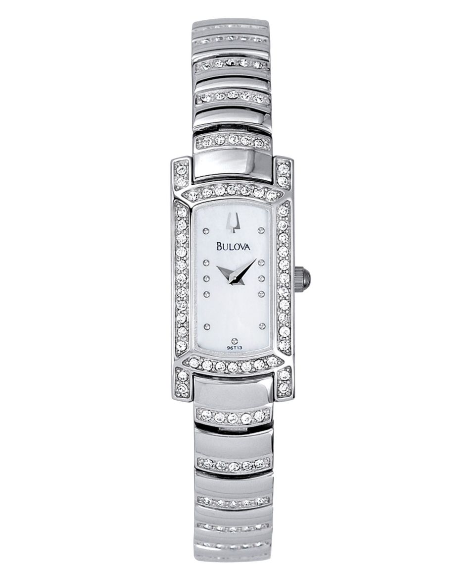 Bulova Watch, Womens Crystal Accent Stainless Steel Bracelet 19mm