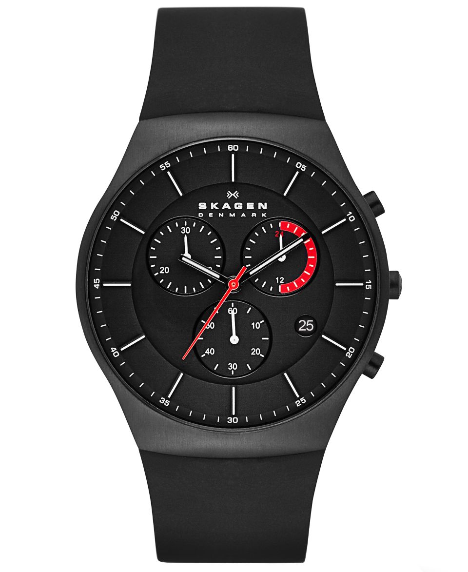 Skagen Denmark Watch, Mens Black Ion Plated Titanium Mesh Bracelet 39mm 956XLTBB   Watches   Jewelry & Watches