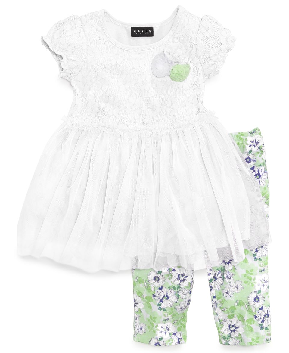 GUESS Little Girls 2 Piece Jersey Tulle Top & Leggings Set