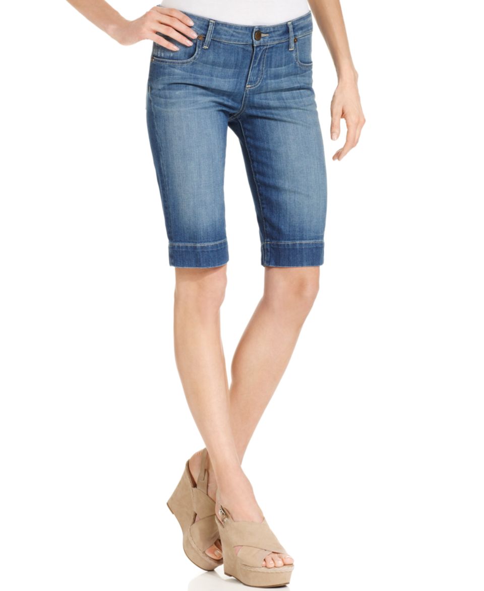 Kut from the Kloth Shorts, Natalie Skinny Denim Bermuda, Invisible Wash   Shorts   Women