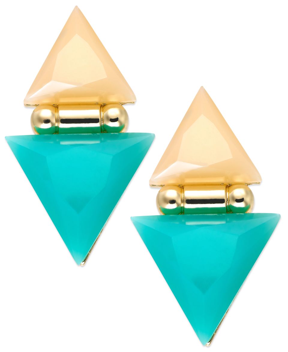 Bar III Gold Tone Black Pyramid Stud Earrings   Fashion Jewelry   Jewelry & Watches