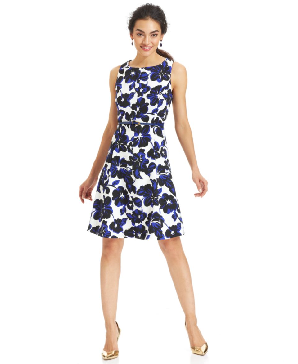 Anne Klein Sleeveless Contrast Floral Lace Dress   Dresses   Women