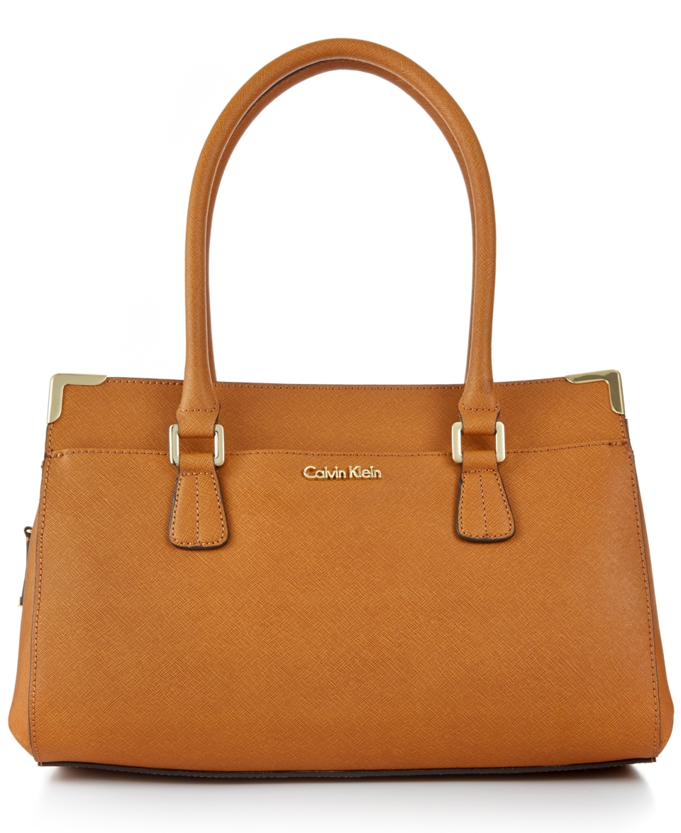 Calvin Klein On My Corner Saffiano Satchel   Handbags & Accessories